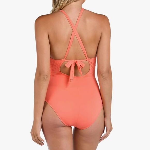 La Blanca Women's Island Goddess High Neck Keyhole One Piece Swimsuit NWT - Picture 2 of 8